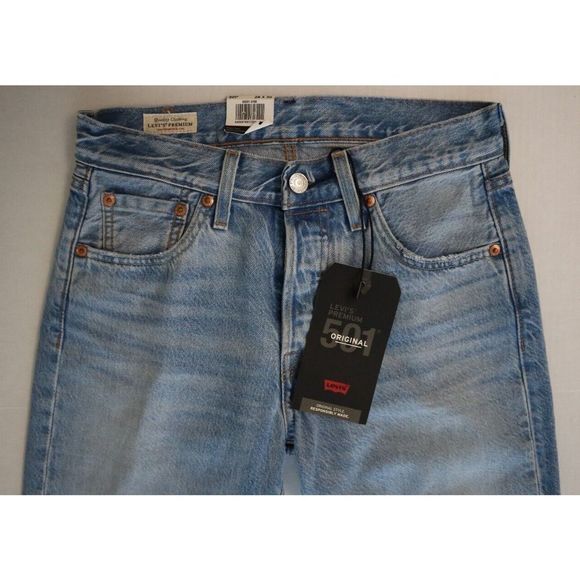 Levi's 501 Sz 26x30 Blue Canyon Kings Button Fly Straight Leg Denim Jeans $98 - Picture 4 of 9